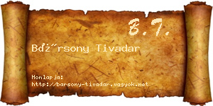 Bársony Tivadar névjegykártya